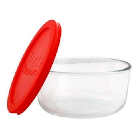 PYREX Pyrex 1075429 7 Cup Round Dish with Red Cover 1075429